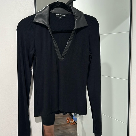 Generation Love top, leather collar and vneckline, excellent condition - Picture 1 of 6